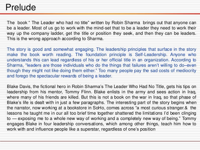 The Leader Who Had No Title Robin Sharma Ebook